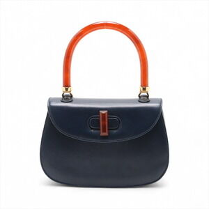 Gucci Bamboo handbag blue leather resin top handle